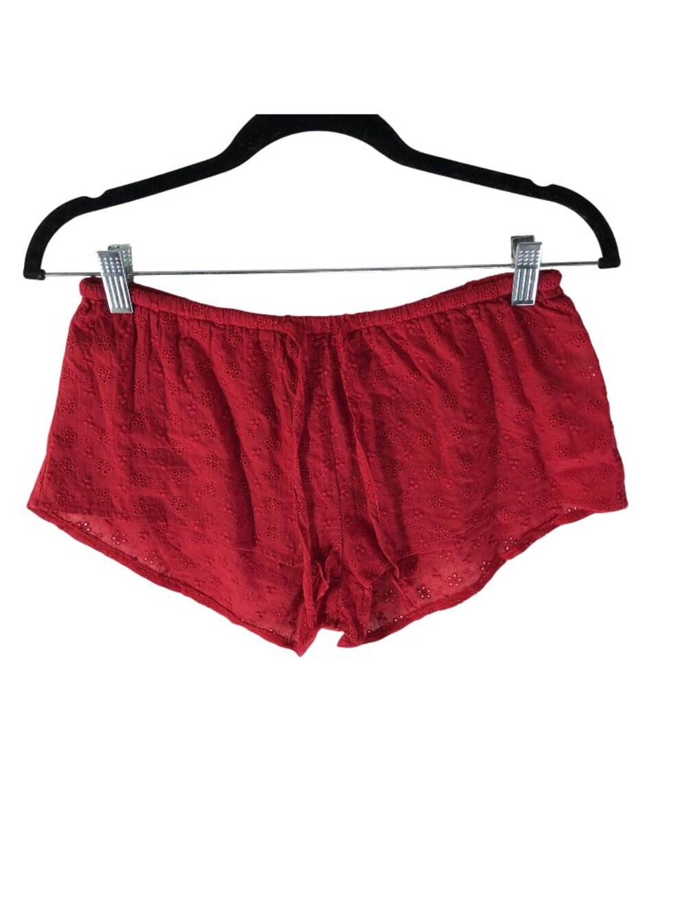 Edikted Womens Swim Cover Shorts Eyelet Floral Pull On Cotton Red S
